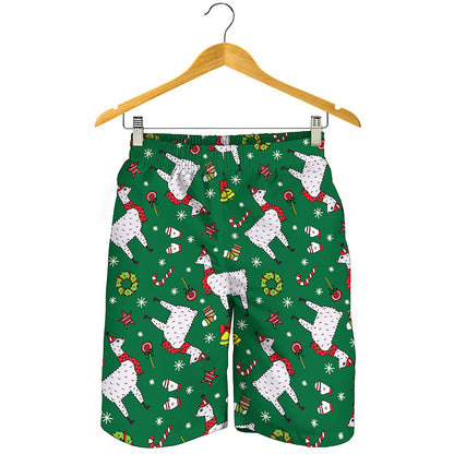 Christmas Llama Pattern Print Men's Shorts