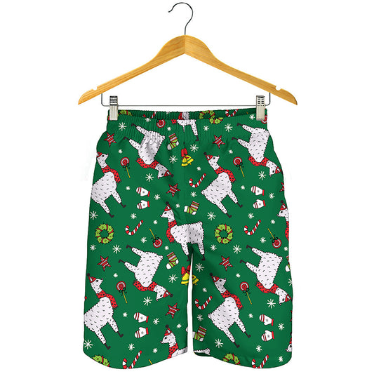 Christmas Llama Pattern Print Men's Shorts