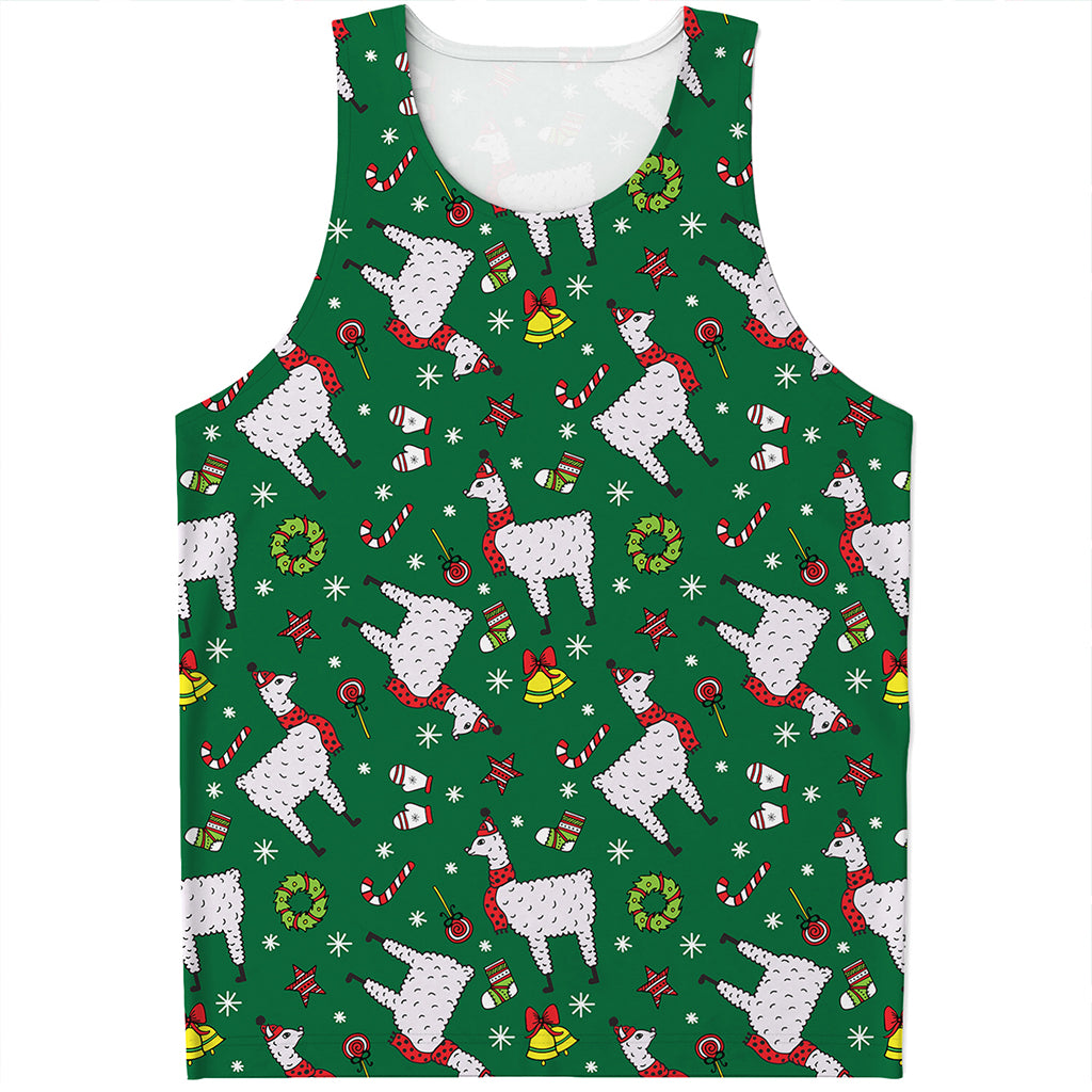 Christmas Llama Pattern Print Men's Tank Top