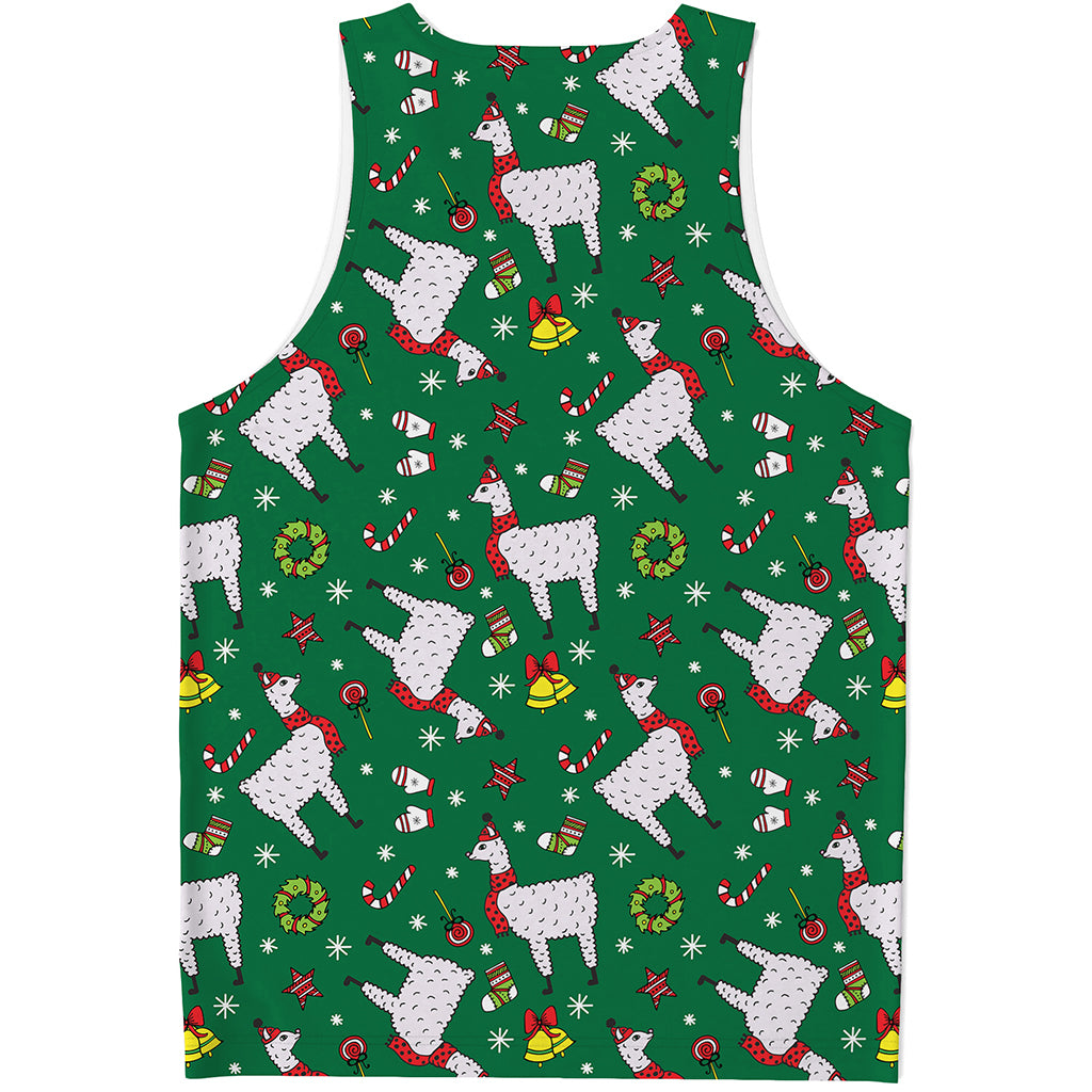 Christmas Llama Pattern Print Men's Tank Top