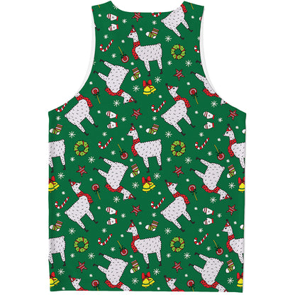 Christmas Llama Pattern Print Men's Tank Top