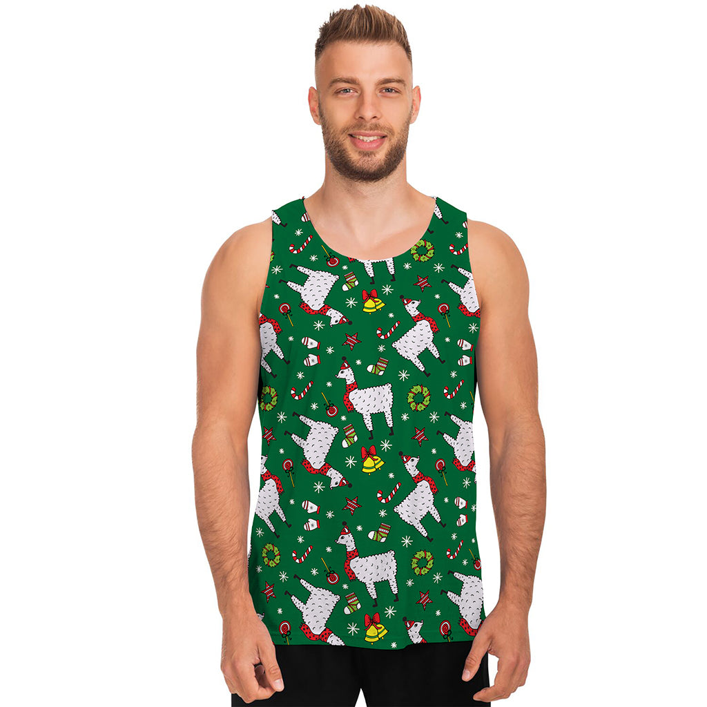 Christmas Llama Pattern Print Men's Tank Top