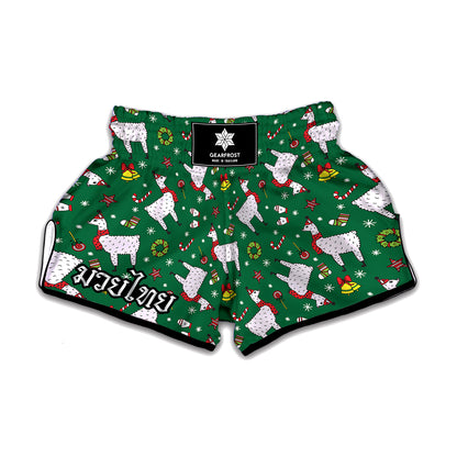 Christmas Llama Pattern Print Muay Thai Boxing Shorts