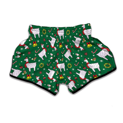 Christmas Llama Pattern Print Muay Thai Boxing Shorts