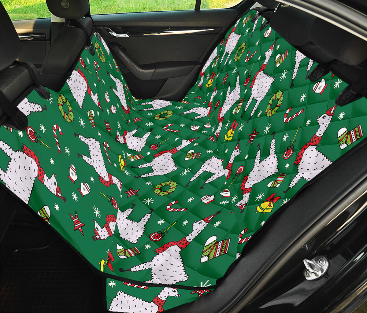 Christmas Llama Pattern Print Pet Car Back Seat Cover