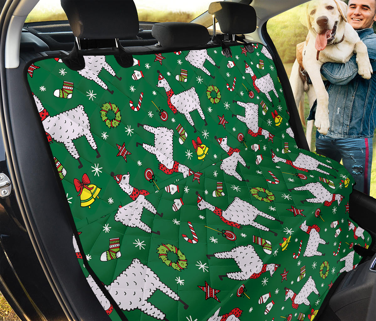 Christmas Llama Pattern Print Pet Car Back Seat Cover