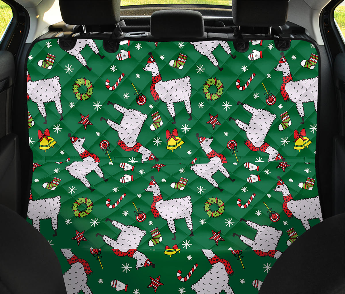 Christmas Llama Pattern Print Pet Car Back Seat Cover