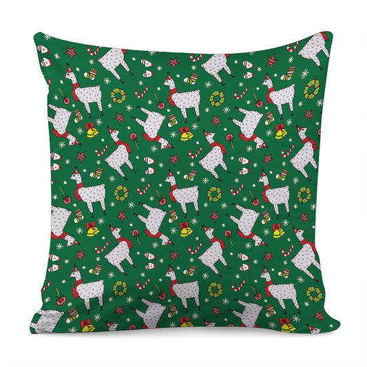 Christmas Llama Pattern Print Pillow Cover
