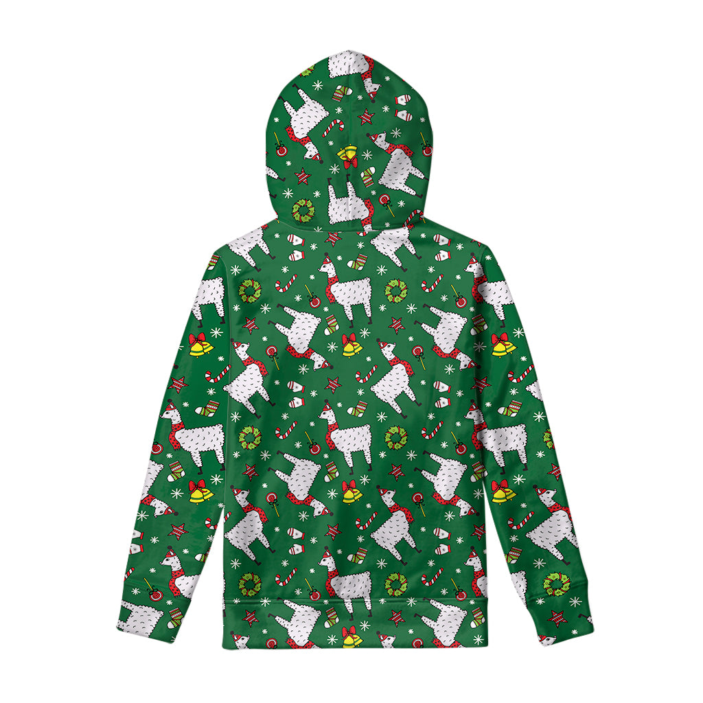 Christmas Llama Pattern Print Pullover Hoodie