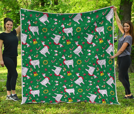 Christmas Llama Pattern Print Quilt