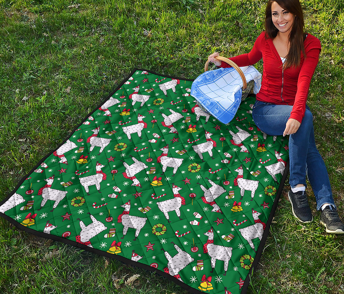 Christmas Llama Pattern Print Quilt