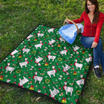 Christmas Llama Pattern Print Quilt