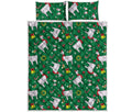 Christmas Llama Pattern Print Quilt Bed Set