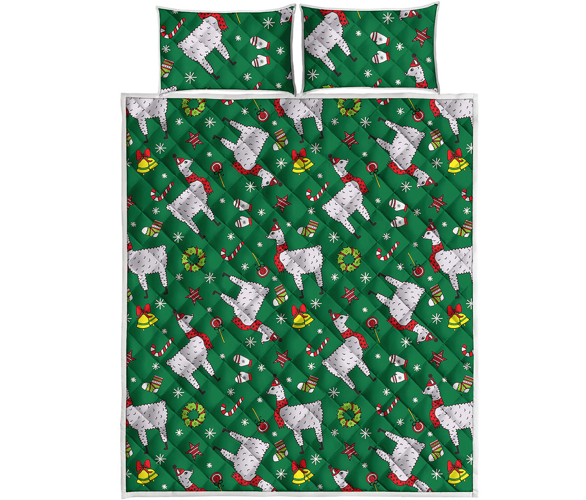 Christmas Llama Pattern Print Quilt Bed Set