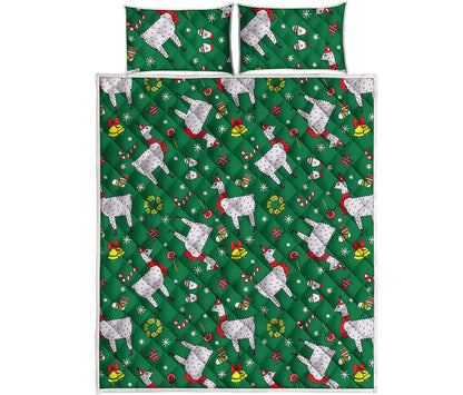 Christmas Llama Pattern Print Quilt Bed Set