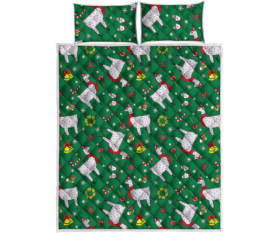 Christmas Llama Pattern Print Quilt Bed Set
