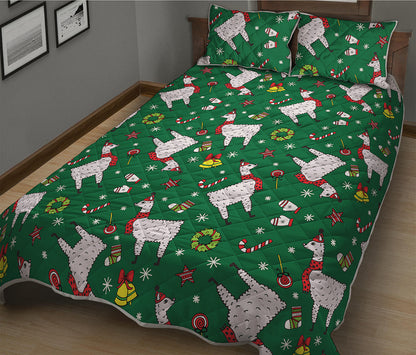 Christmas Llama Pattern Print Quilt Bed Set