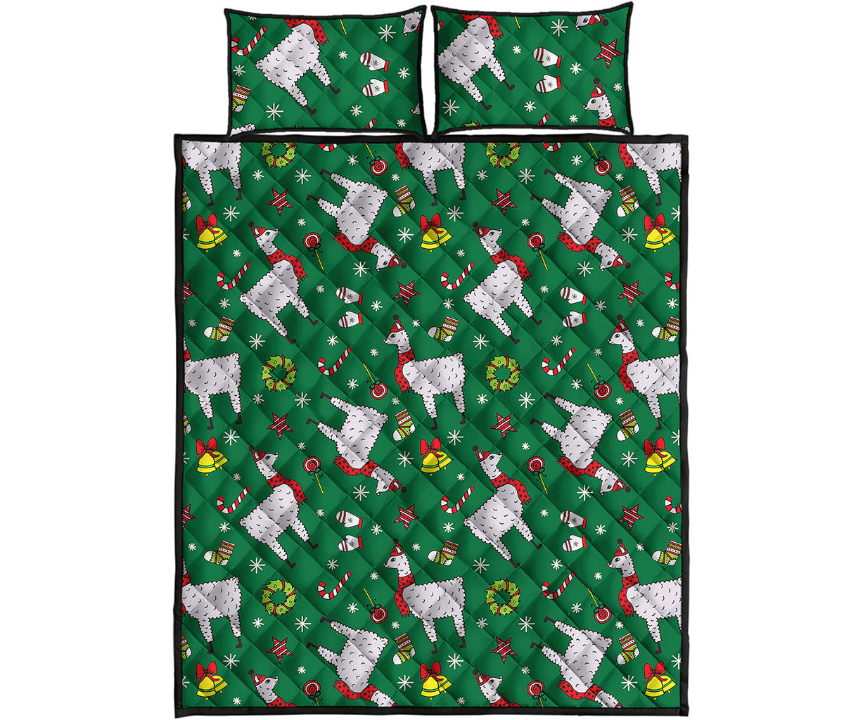 Christmas Llama Pattern Print Quilt Bed Set