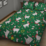 Christmas Llama Pattern Print Quilt Bed Set