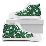 Christmas Llama Pattern Print White High Top Shoes