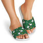 Christmas Llama Pattern Print White Slide Sandals