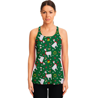 Christmas Llama Pattern Print Women's Racerback Tank Top