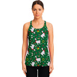 Christmas Llama Pattern Print Women's Racerback Tank Top