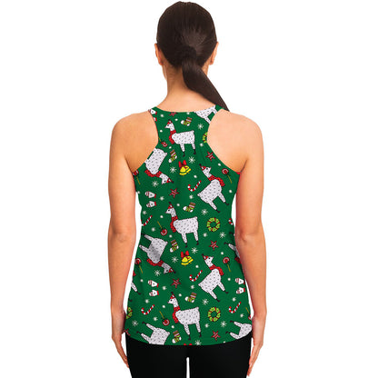 Christmas Llama Pattern Print Women's Racerback Tank Top