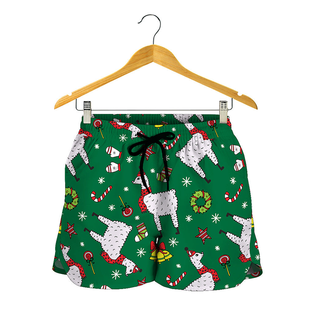 Christmas Llama Pattern Print Women's Shorts