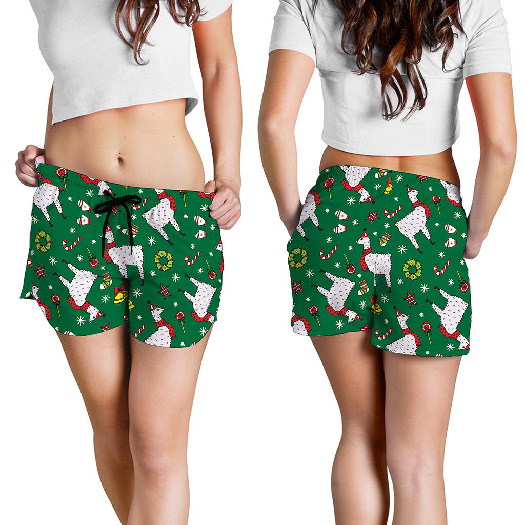 Christmas Llama Pattern Print Women's Shorts