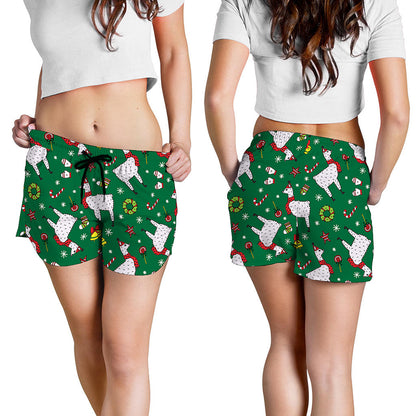 Christmas Llama Pattern Print Women's Shorts