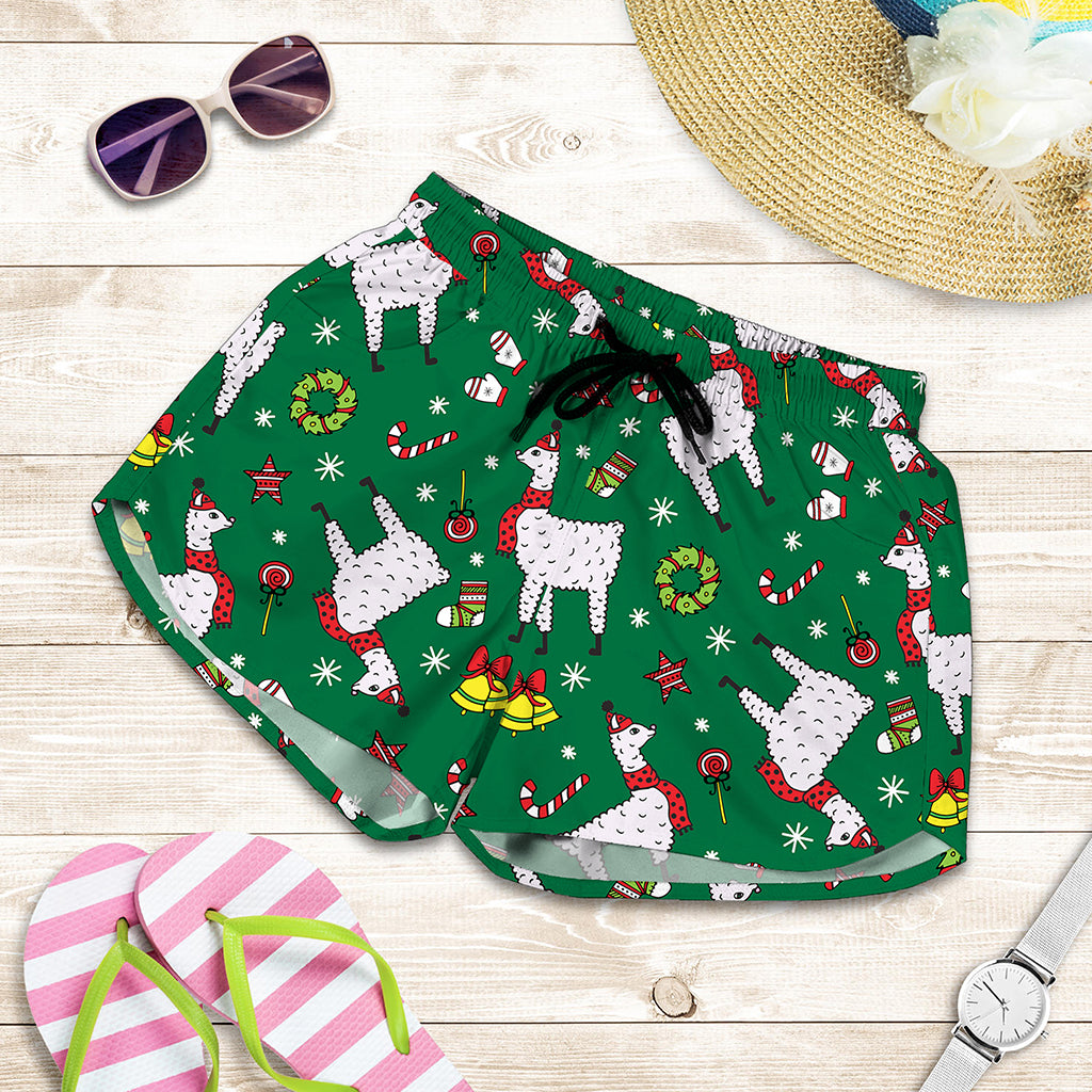 Christmas Llama Pattern Print Women's Shorts