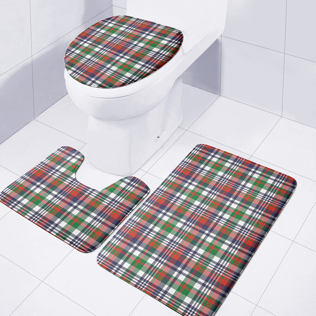 Christmas Madras Plaid Print 3 Piece Bath Mat Set
