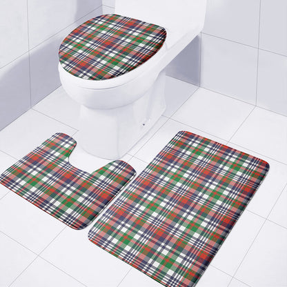 Christmas Madras Plaid Print 3 Piece Bath Mat Set