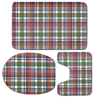 Christmas Madras Plaid Print 3 Piece Bath Mat Set