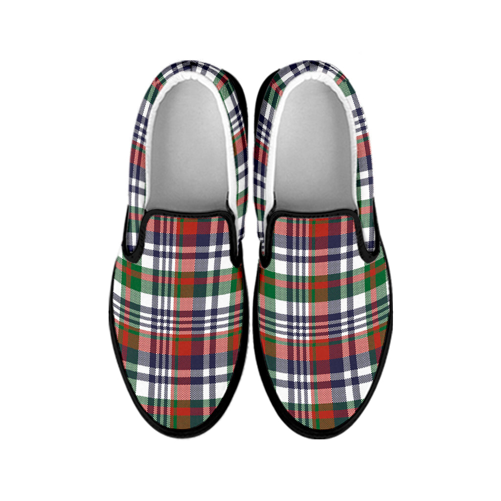 Christmas Madras Plaid Print Black Slip On Shoes