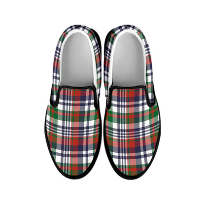 Christmas Madras Plaid Print Black Slip On Shoes