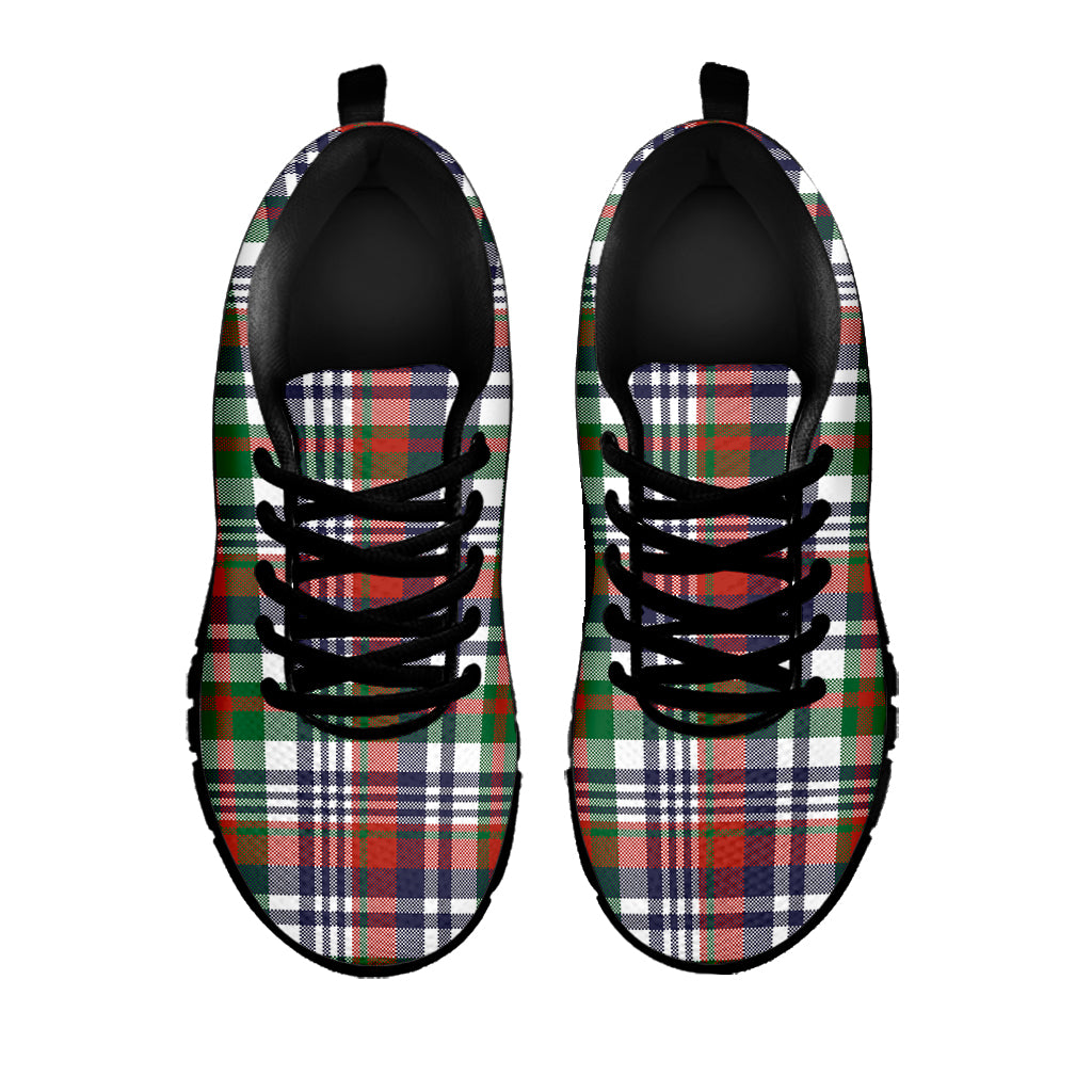 Christmas Madras Plaid Print Black Sneakers