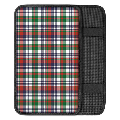 Christmas Madras Plaid Print Car Center Console Cover