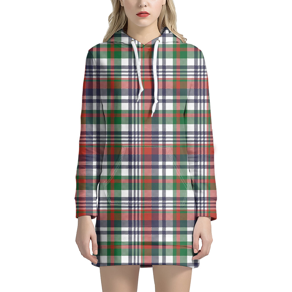Christmas Madras Plaid Print Hoodie Dress