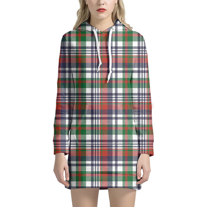 Christmas Madras Plaid Print Hoodie Dress