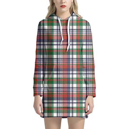 Christmas Madras Plaid Print Hoodie Dress