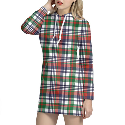 Christmas Madras Plaid Print Hoodie Dress