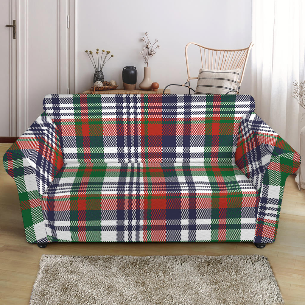 Christmas Madras Plaid Print Loveseat Slipcover