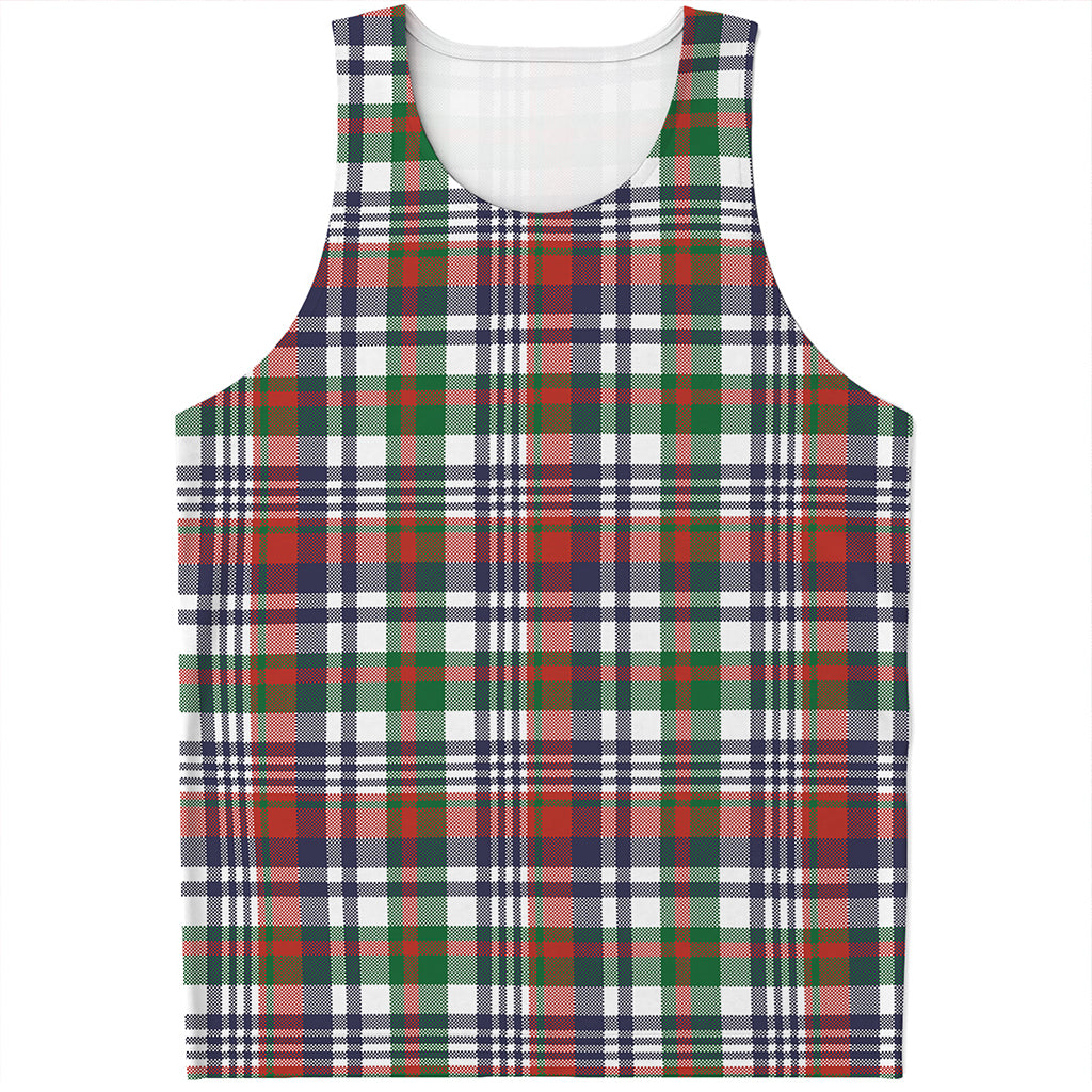 Christmas Madras Plaid Print Men's Tank Top