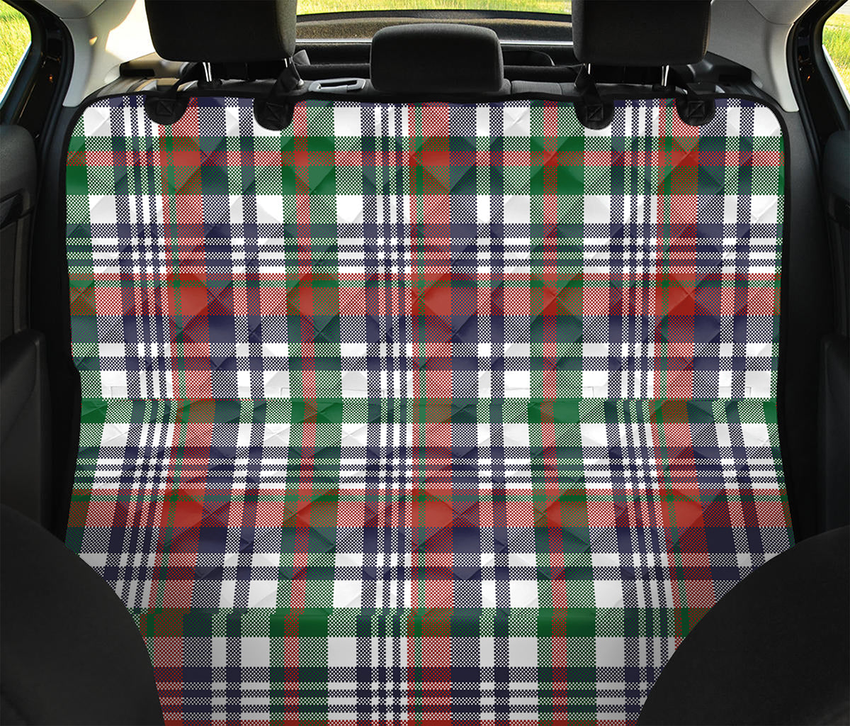 Christmas Madras Plaid Print Pet Car Back Seat Cover
