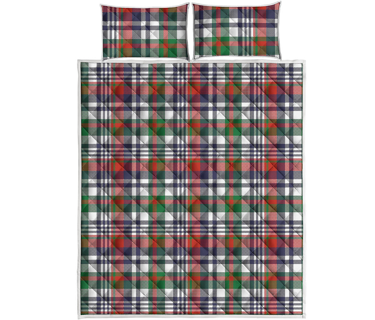 Christmas Madras Plaid Print Quilt Bed Set