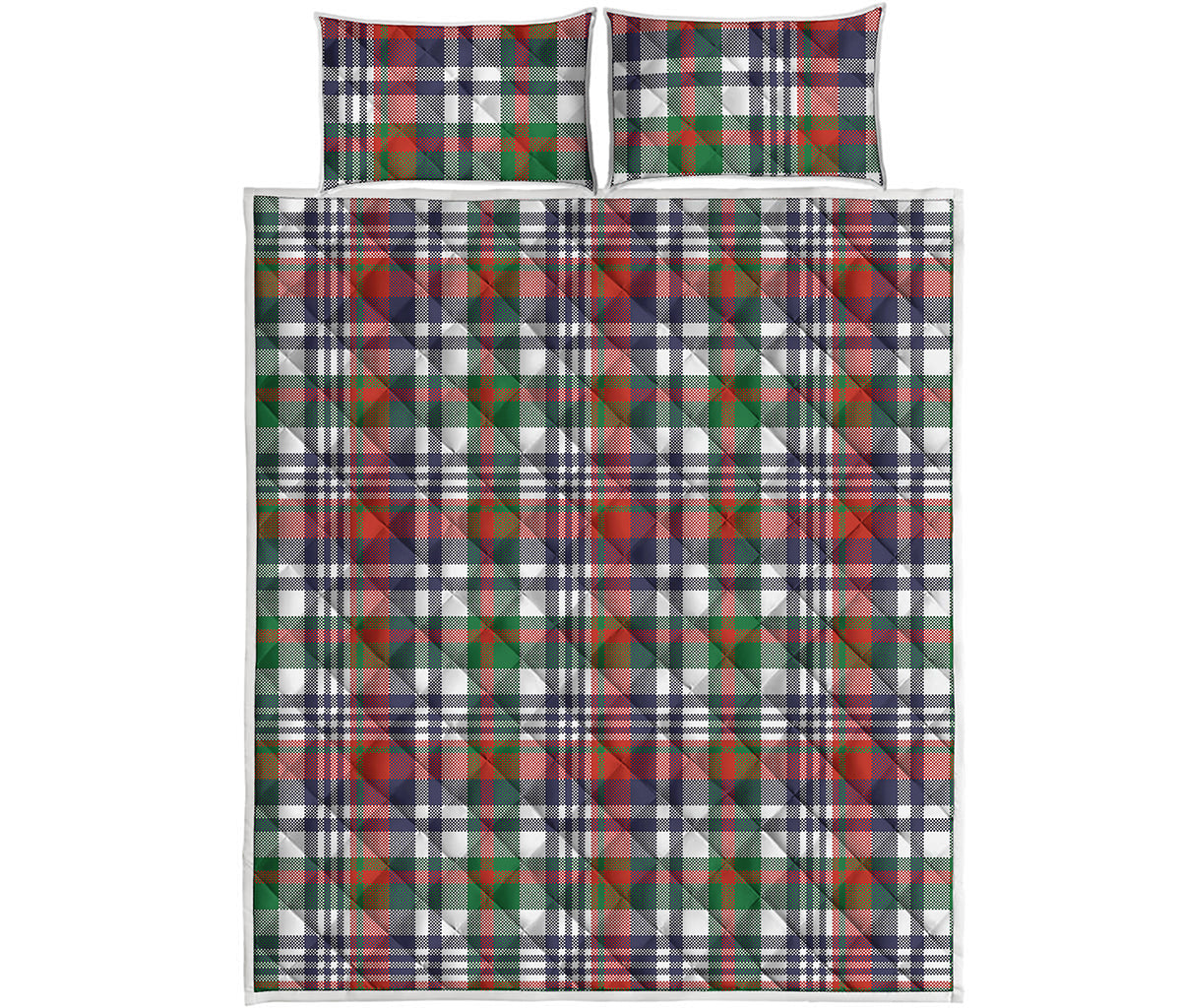 Christmas Madras Plaid Print Quilt Bed Set