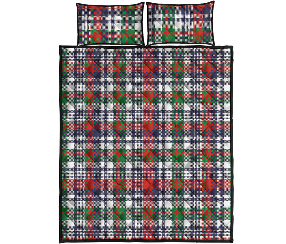 Christmas Madras Plaid Print Quilt Bed Set