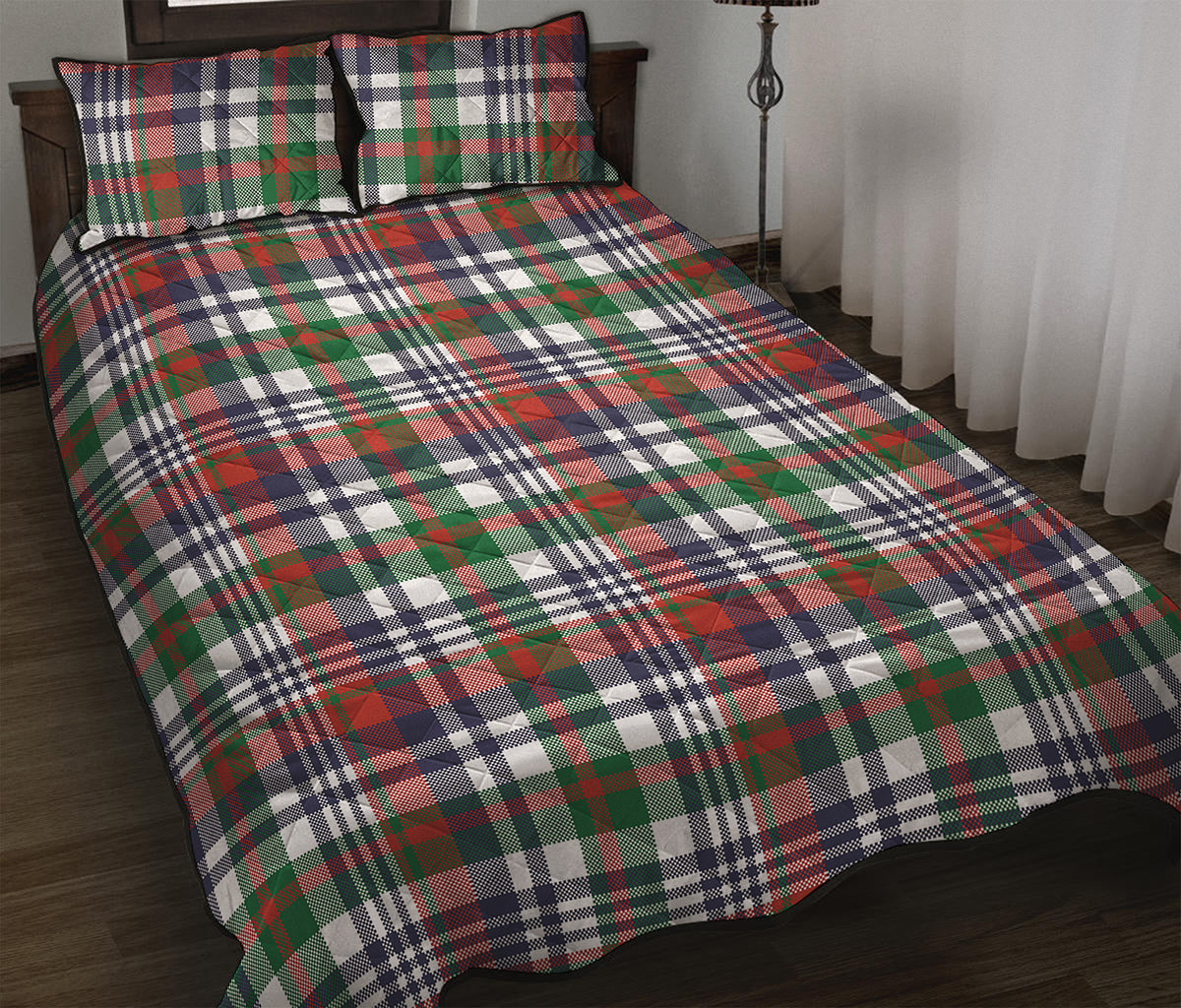 Christmas Madras Plaid Print Quilt Bed Set